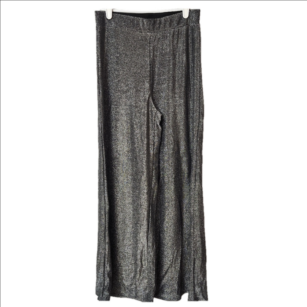 3/$25 Final Touch women's small Wide Leg silver sparkle stretch dress pants